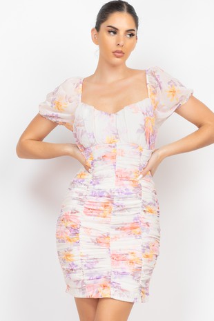 Sweet Bliss Short Puff Sleeves Mini Dress