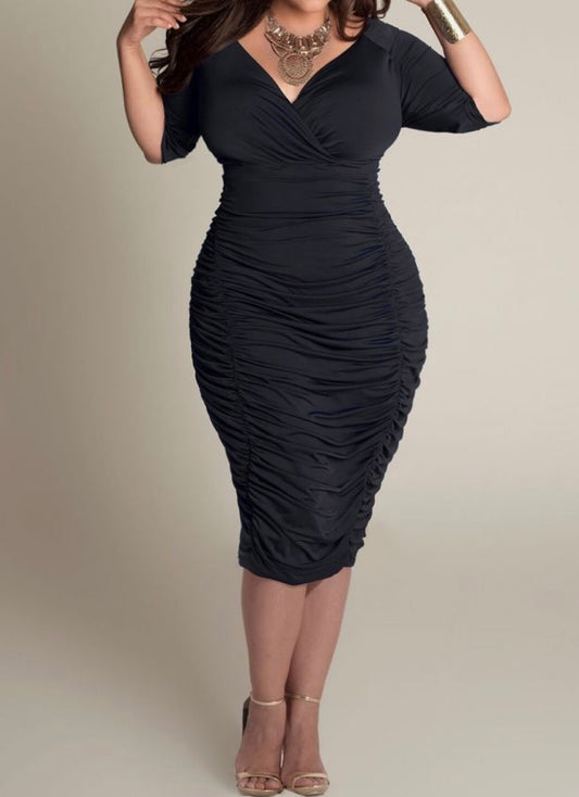 Envy Me Midi Elegant Black Dress