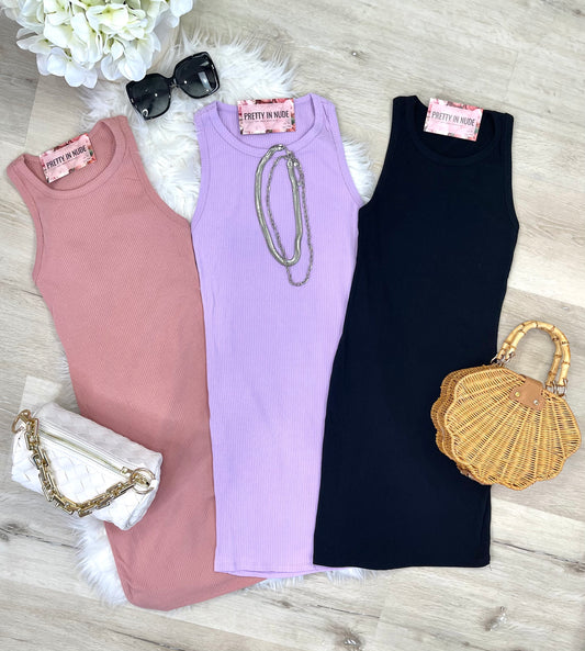 Slay Every Day Ribbed Sleeveless Bodycon Dress (3 Color Options)