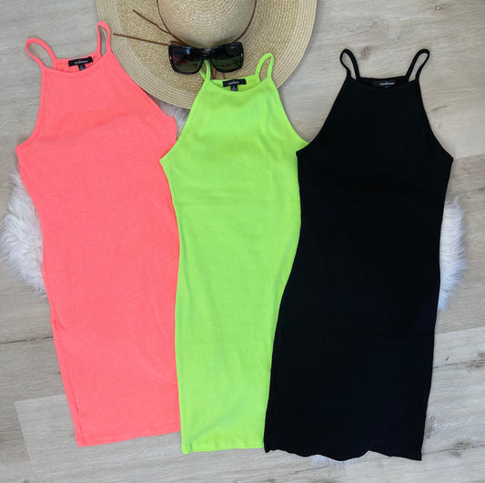 Hot Girl Summer Halter Bodycon Dress (3 color Options)