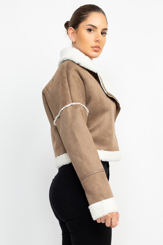 Day and Night Faux Fur Shearling Crop Jacket