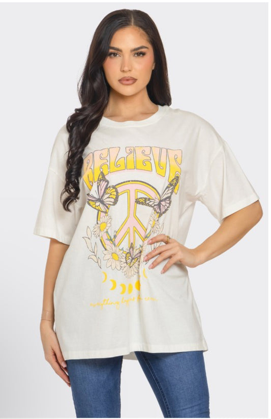 Believe Oversized Graphic Tee Shirt