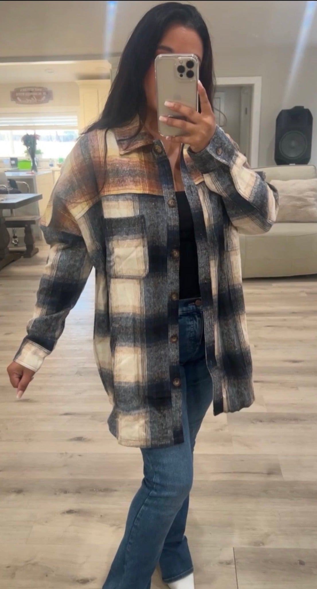 Fall Two Tone Oversized Flannel Shacket