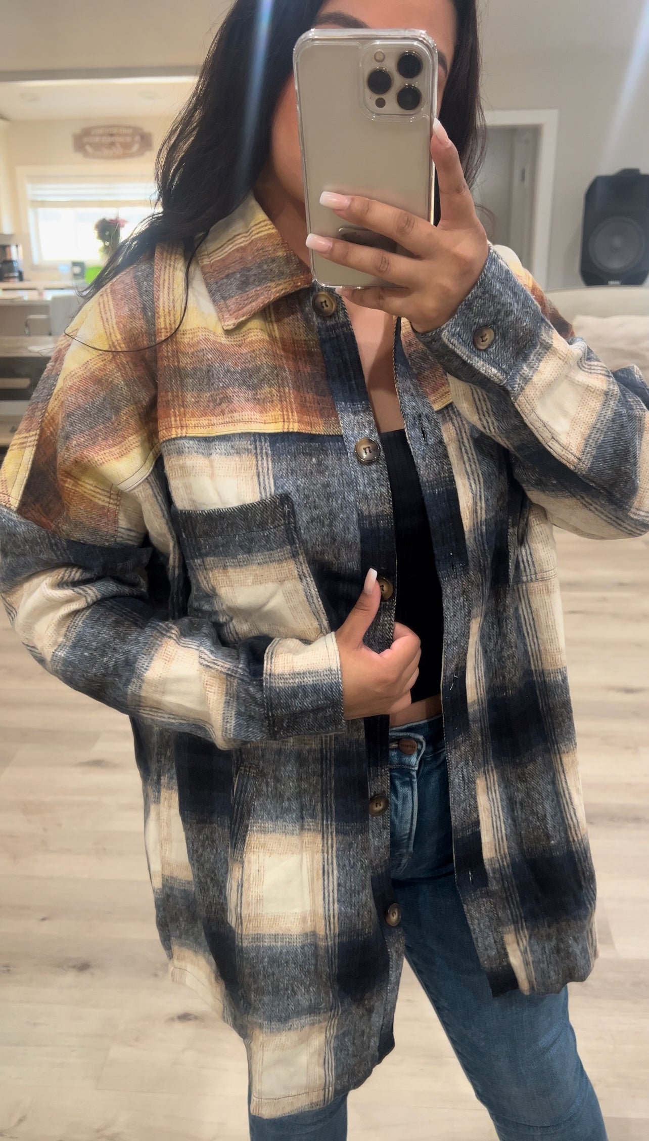 Fall Two Tone Oversized Flannel Shacket