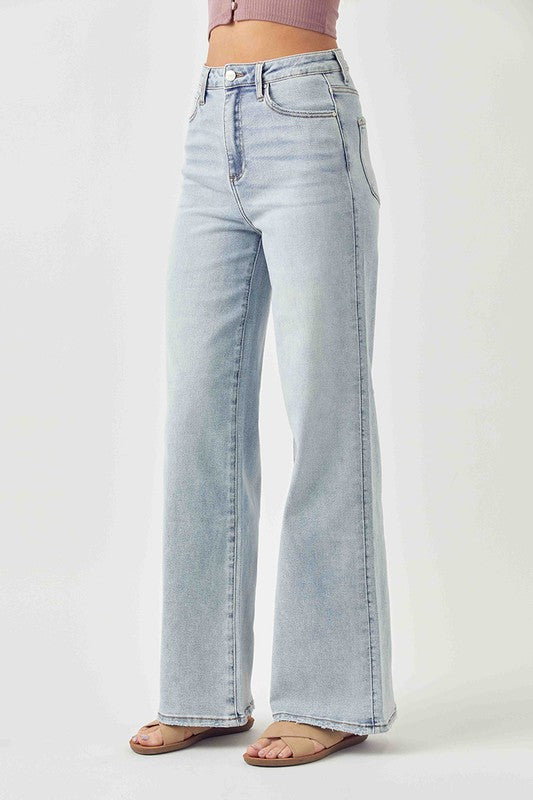 Something Blue Light Wash High Rise Wide Leg Jeans – Pretty In Nude