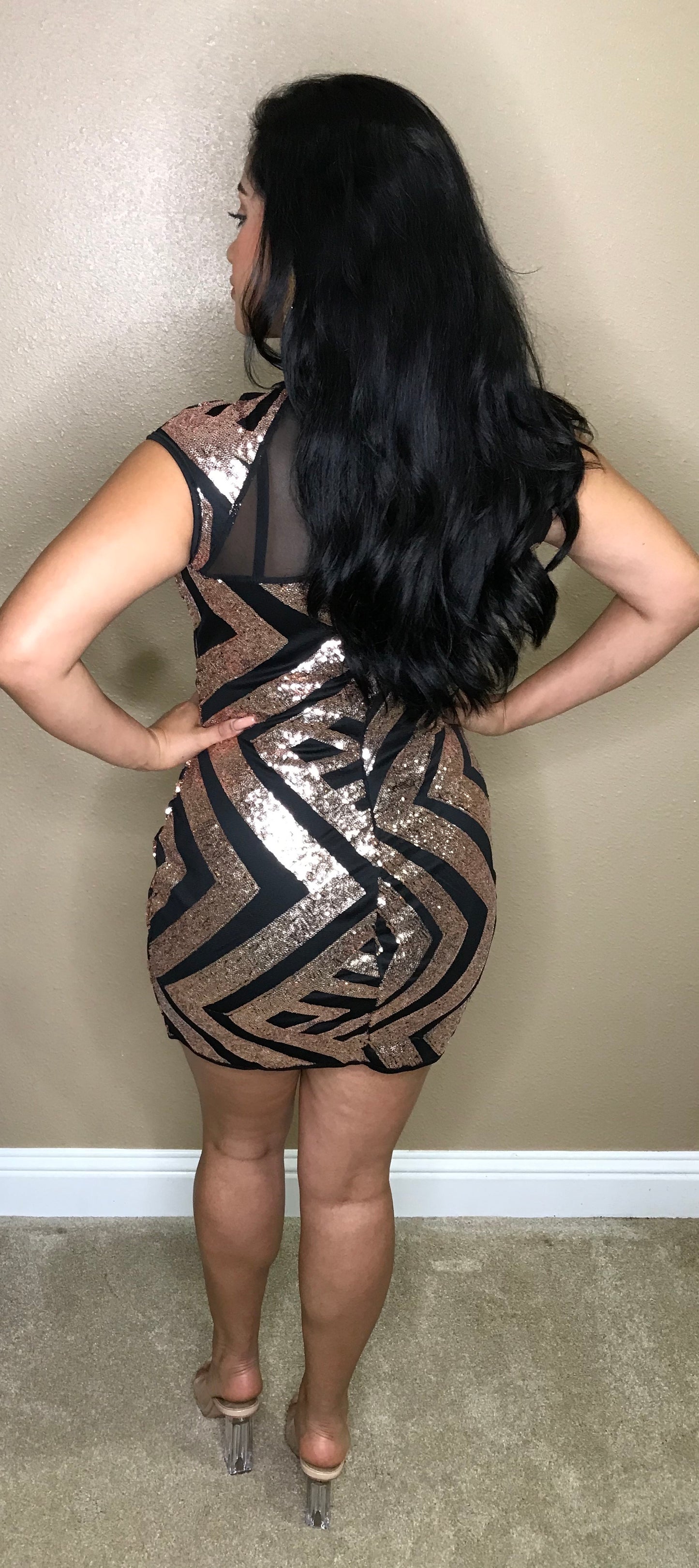 “Ready For Tonight” Gold Sequins Cutout Mini Dress