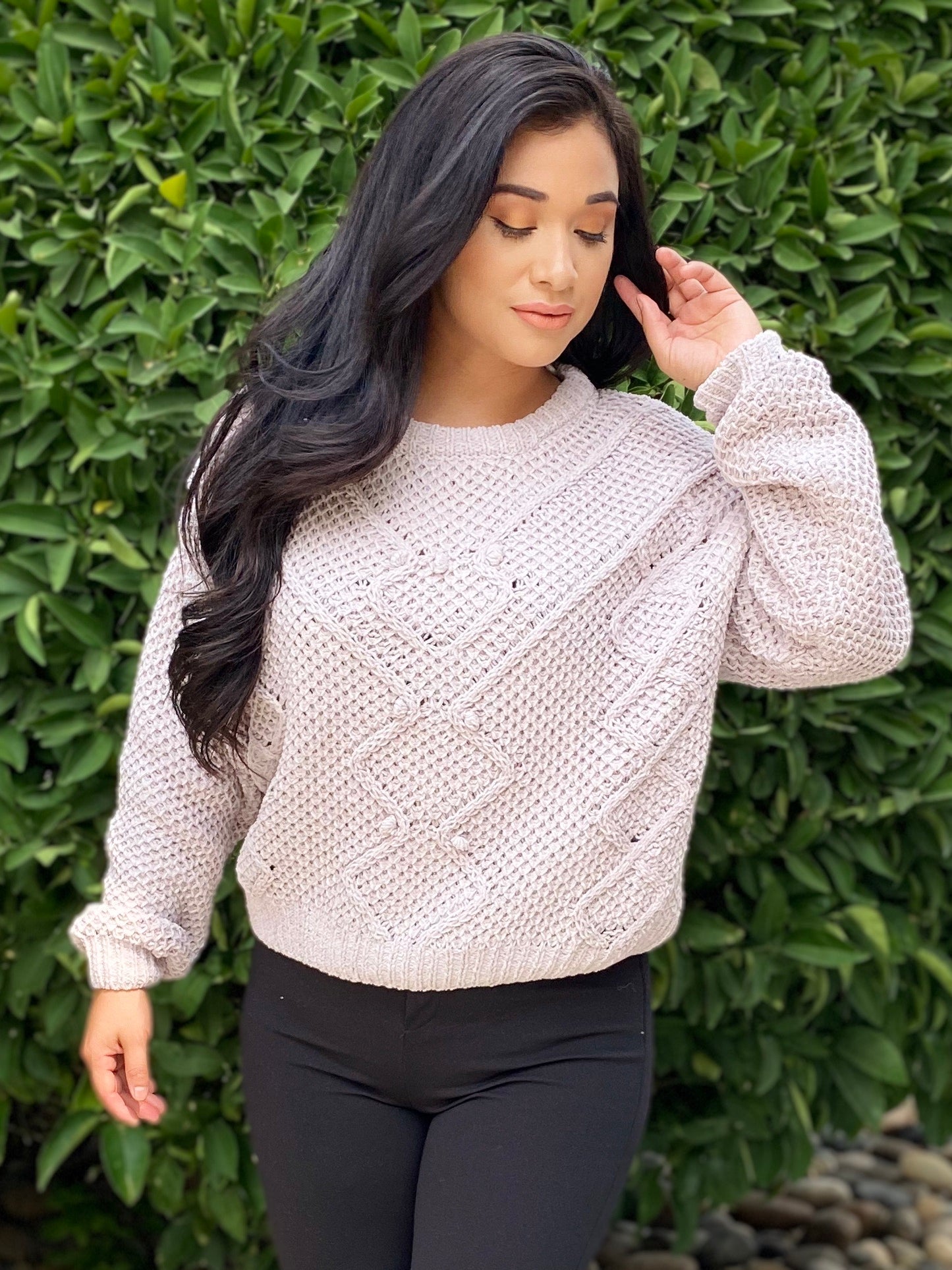 "Nora" Cable Knit Sweater (dove)