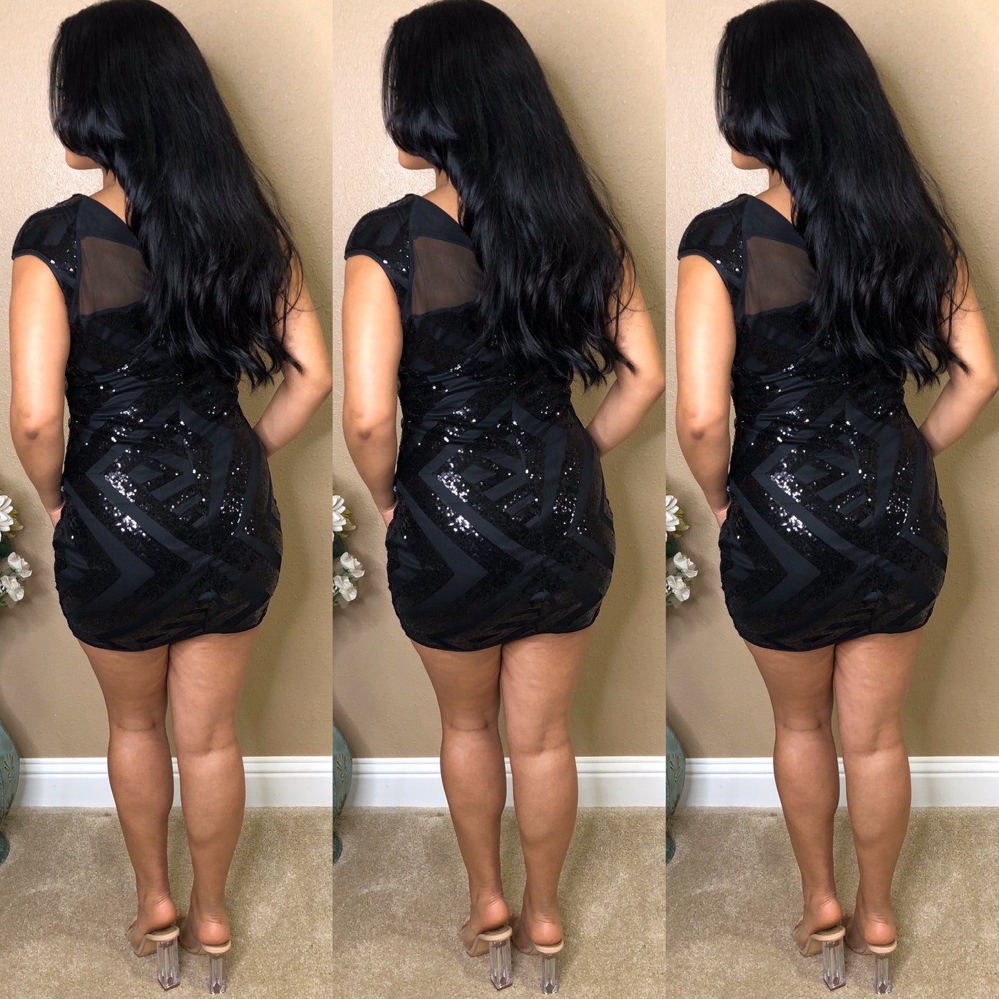 “Ready For Tonight” Black Sequins Cutout Mini Dress