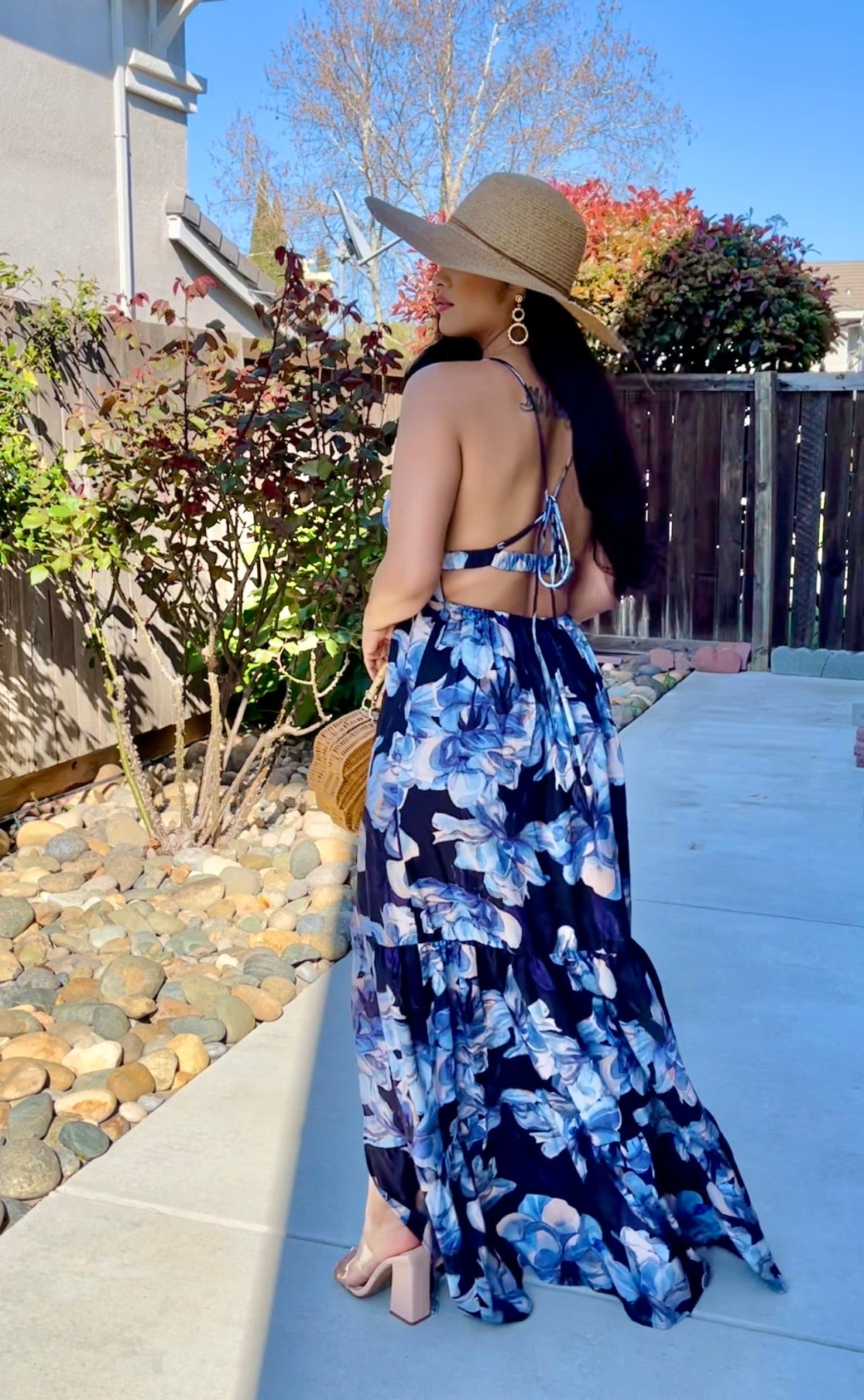 Express blue floral outlet maxi dress