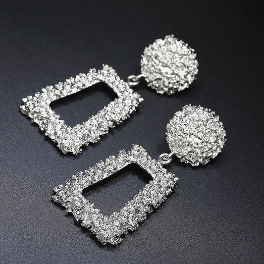 “Diva” Geometric Silver Earrings