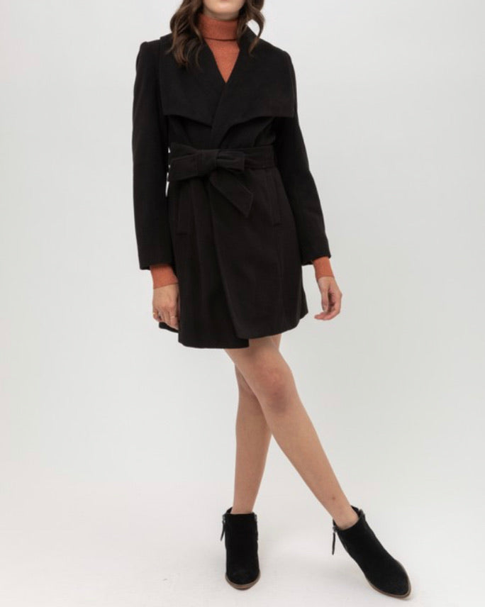 Pretty In Nude Structured Belted Coat (black)