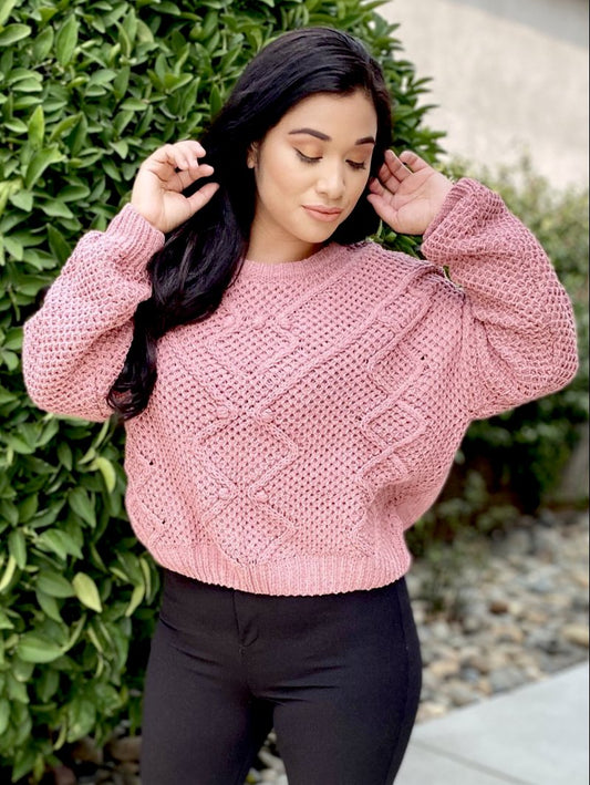 Nora Cable Knit Sweater (muave)
